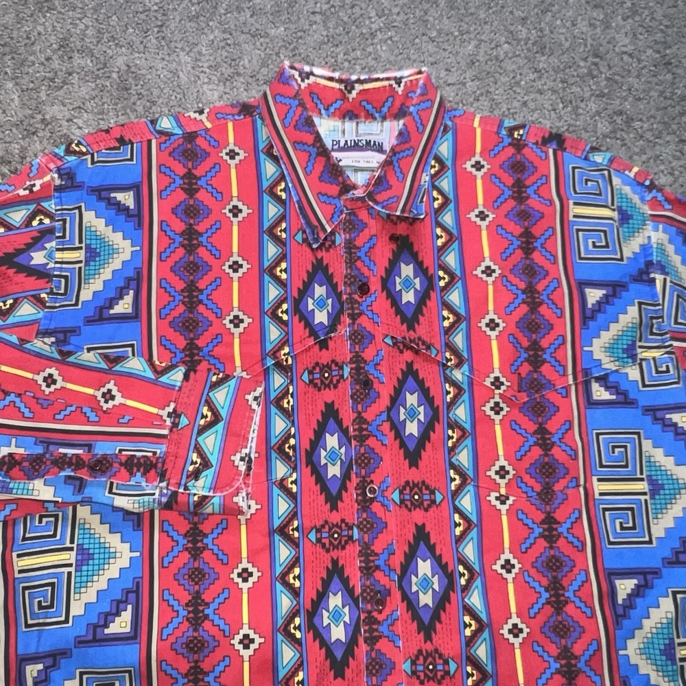 Western Aztec Shirt Men's 2XL Plainsman Long Sleeve Southwest Design
